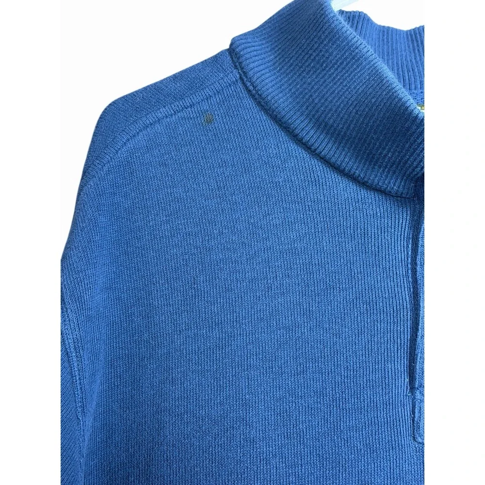 Eddie Bauer Men's XL Mock Neck Henley Sweatshirt Blue 100% Cotton Long‎ Sleeve